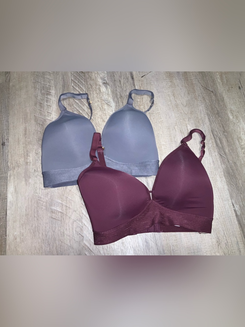(Bin 5) Lively, Wireless Spacer Bra bundle of two plum and gray, Size 32DDD
